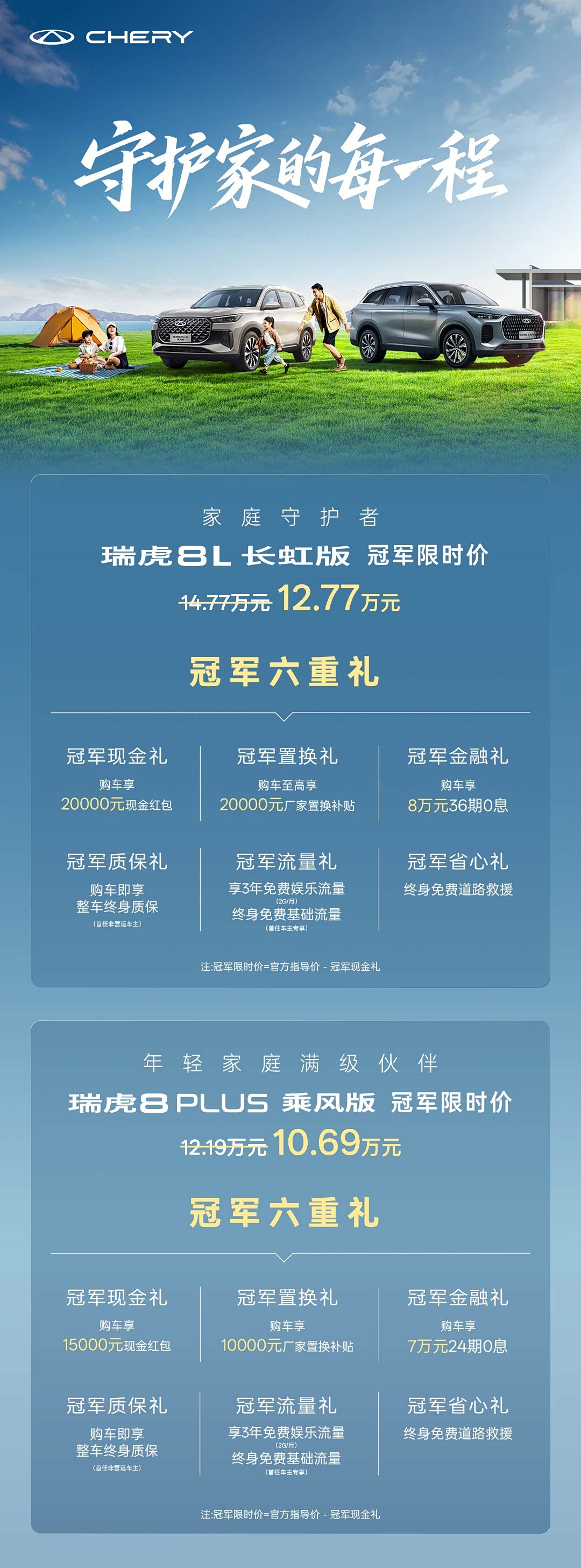 瑞虎8L长虹版和瑞虎8 PLUS乘风版上市